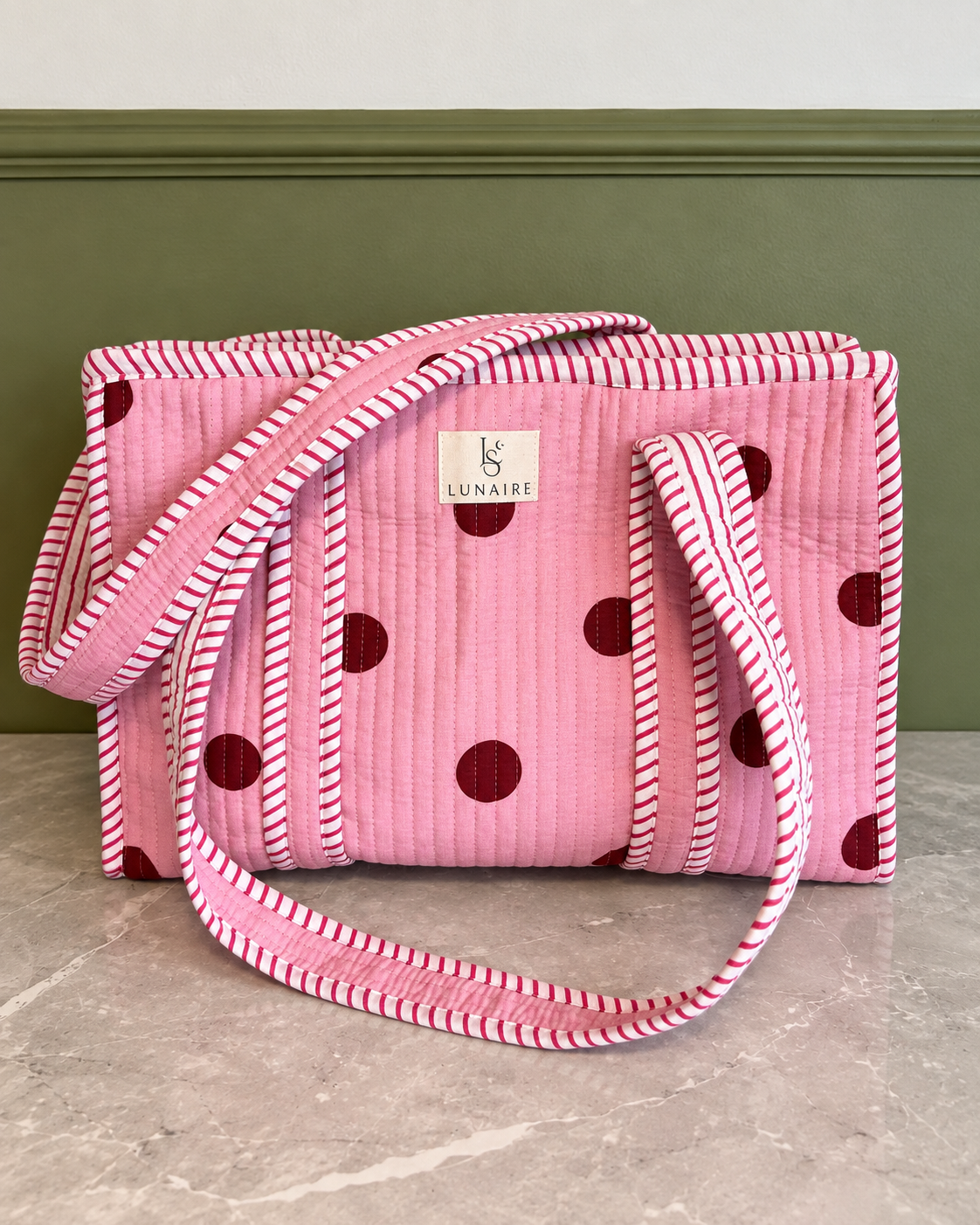 Pink Polka-dot Tote bags