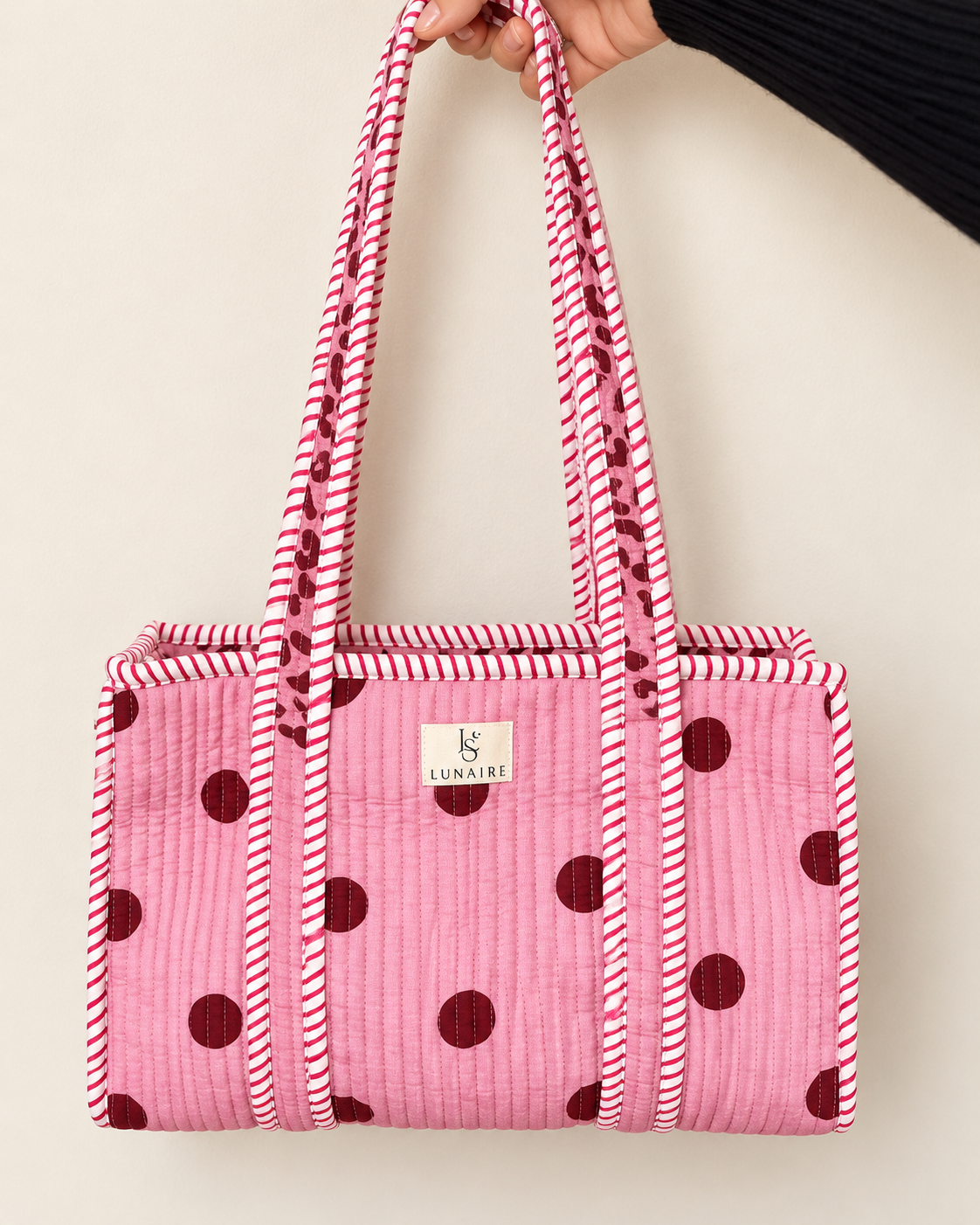 Pink Polka-dot Tote bags