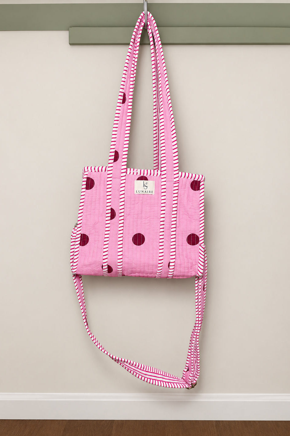 Pink Polka-dot Tote bags