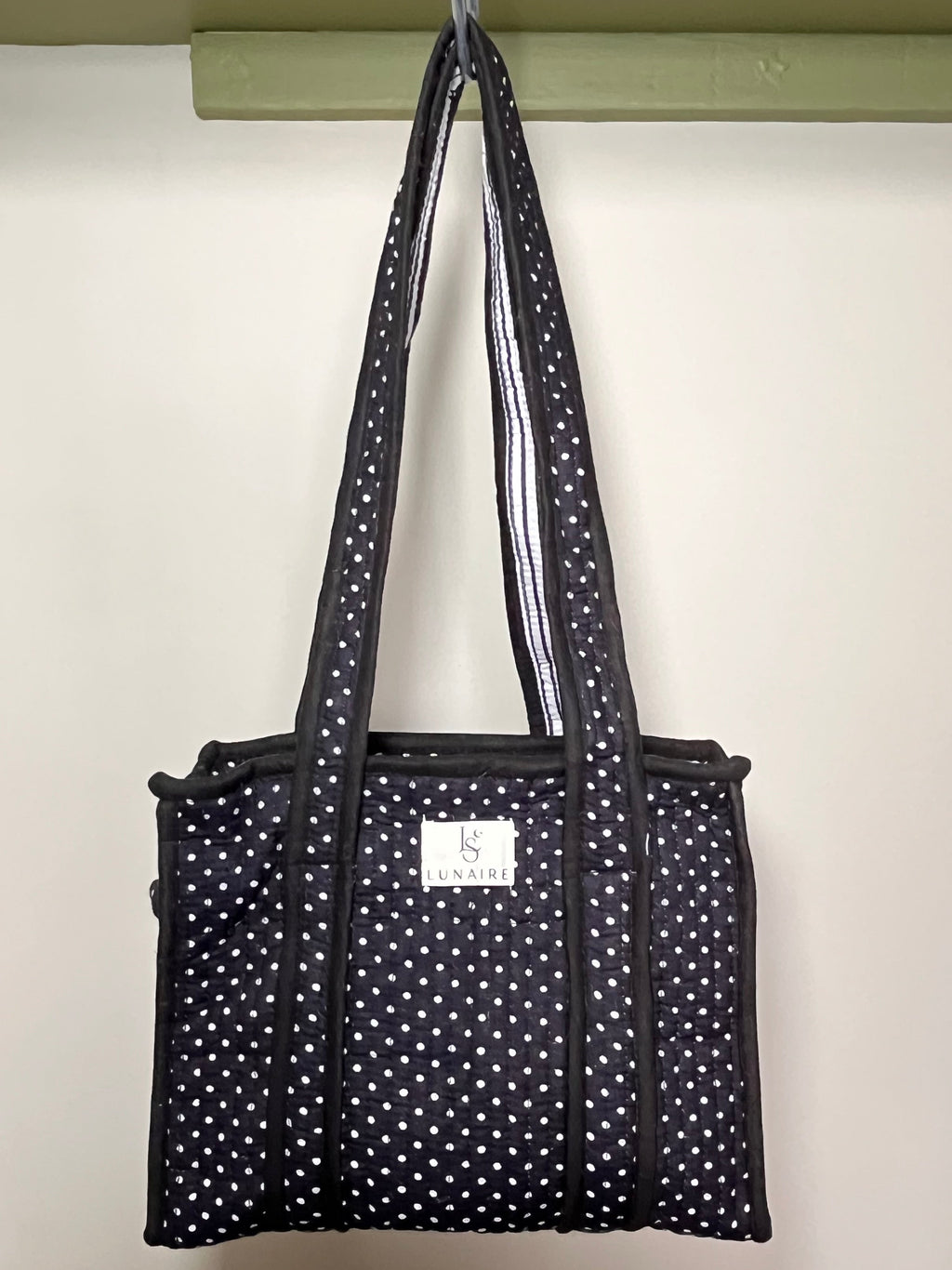 Black Polka Dot Tote bags