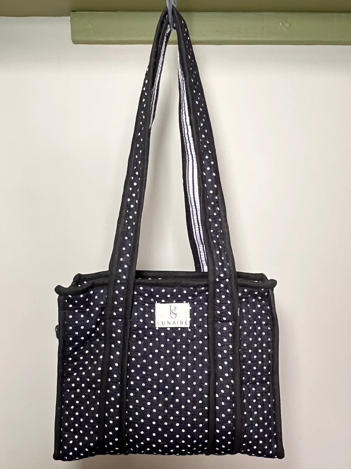 Black Polka Dot Tote bags