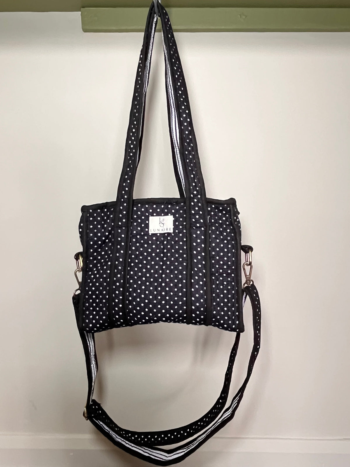 Black Polka Dot Tote bags