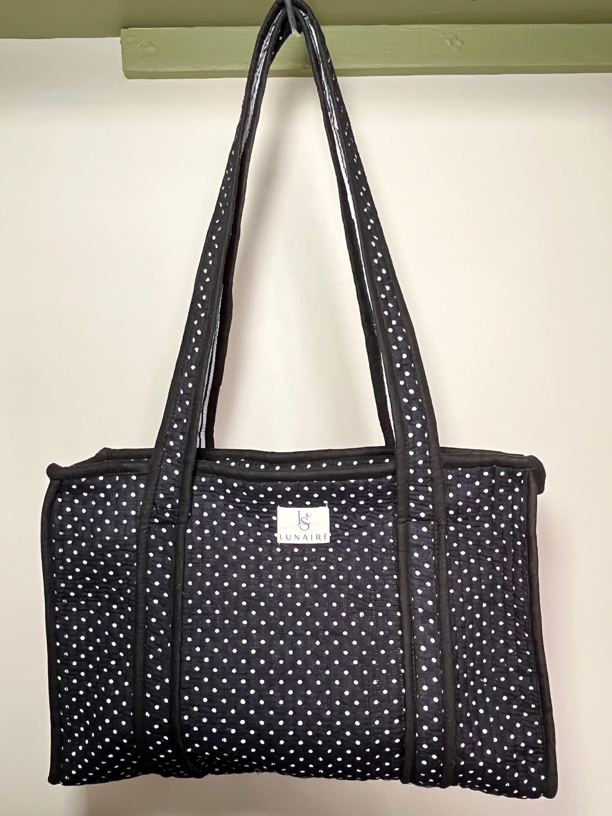 Black Polka Dot Tote bags