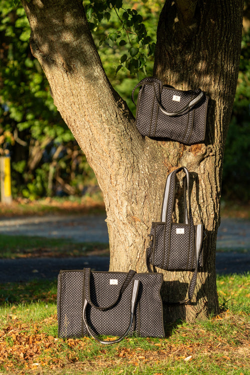 Black Polka Dot Tote bags
