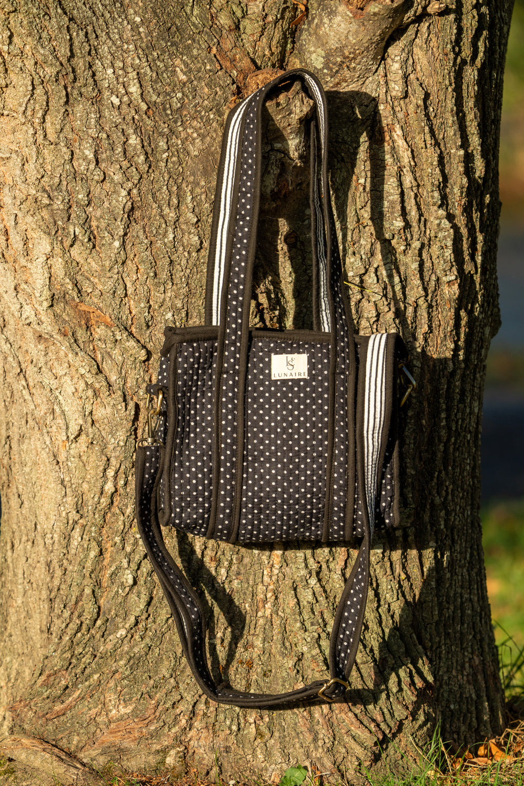 Black Polka Dot Tote bags